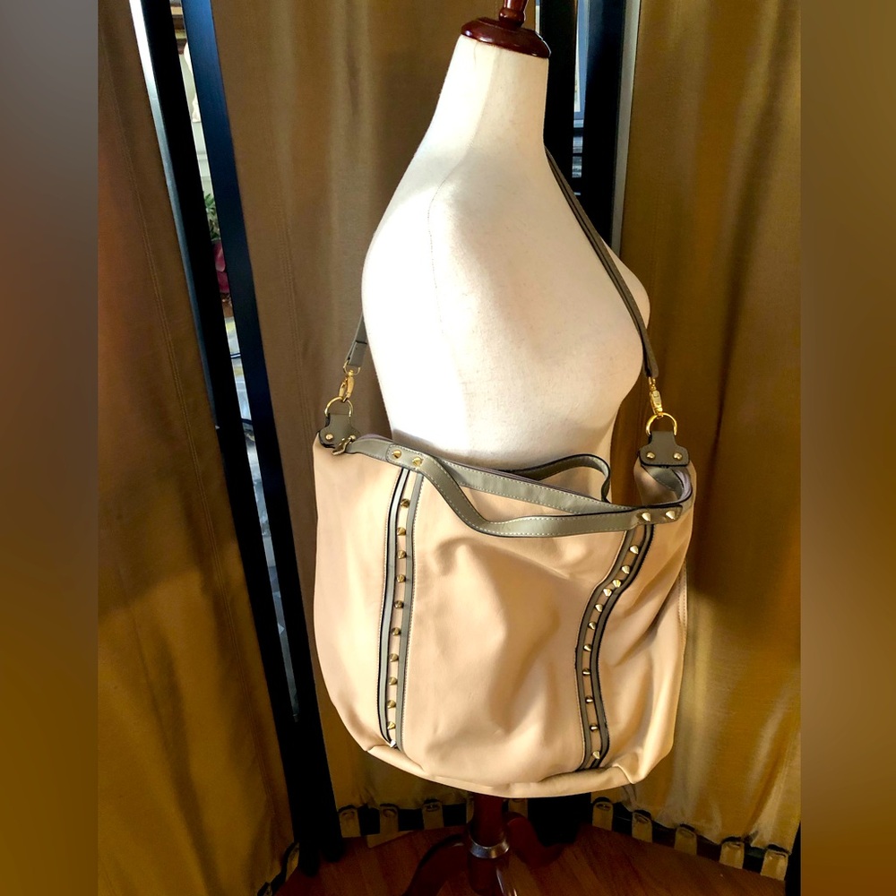 Elegant Cream Studded Women's Bag